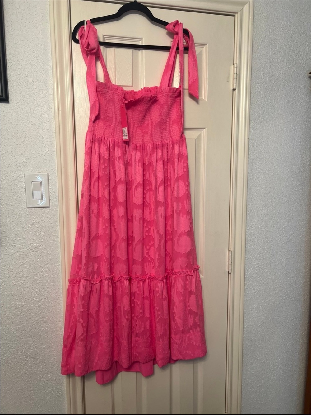 Lilly Pulitzer Hot Pink Tie-Shoulder Tiered Sundress